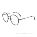 Custom Classic Mens Round Shape Acetate Metal Glasses Frames Optical Glasses Eyeglasses